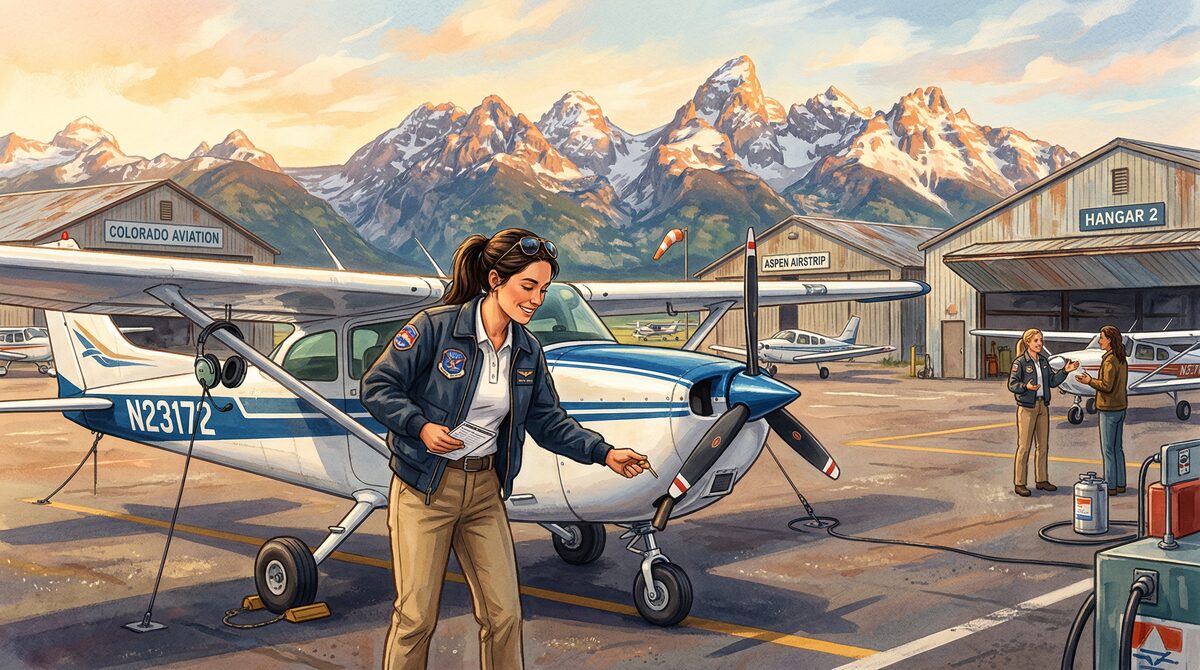 Women pilots gathered at an aviation event with aircraft in the background